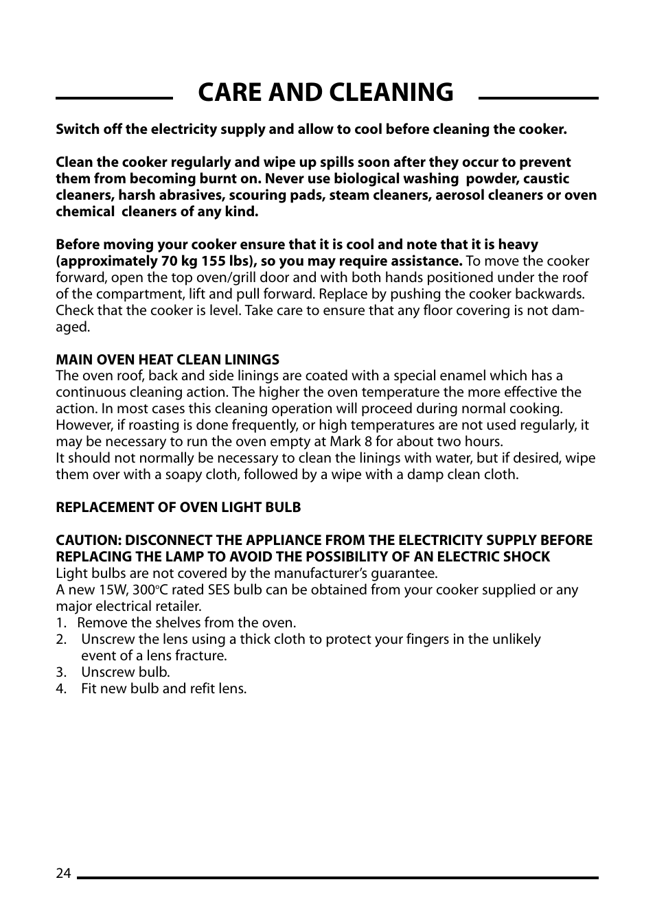 Care and cleaning | Cannon 10410G User Manual | Page 24 / 36