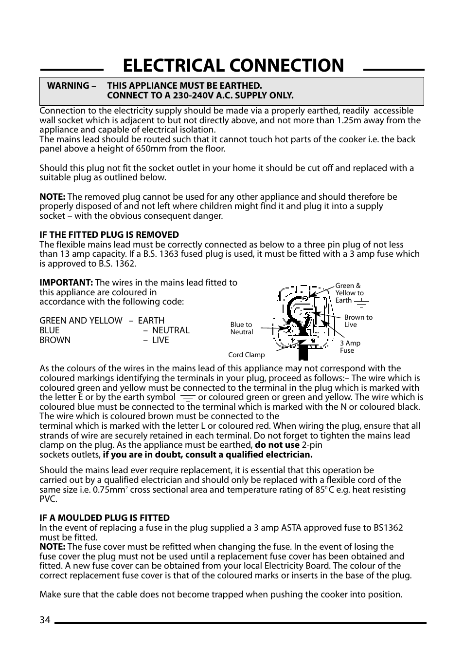 Electrical connection | Cannon 10410G User Manual | Page 34 / 36