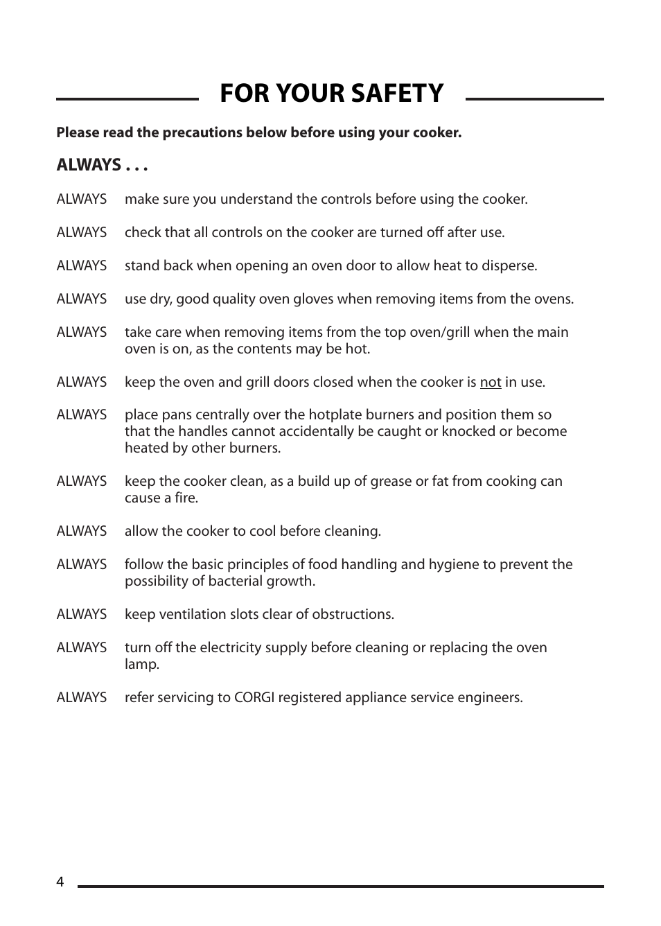 For your safety, Always | Cannon 10410G User Manual | Page 4 / 36