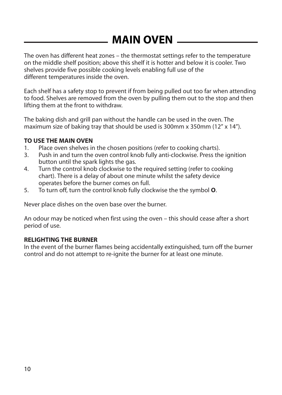 Main oven | Cannon WOBURN 10562G User Manual | Page 10 / 28