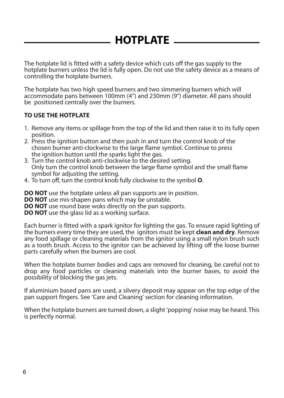 Hotplate | Cannon WOBURN 10562G User Manual | Page 6 / 28