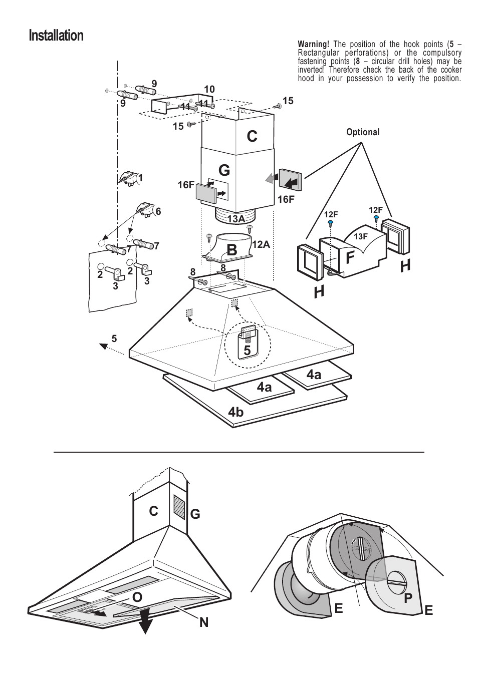 Hb h c g, Installation, Ep e | 4b 4a, Cg o n | Cannon BHC60 User Manual | Page 2 / 4