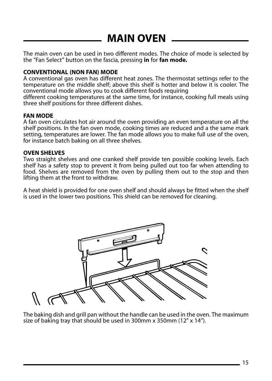 Main oven | Cannon ICON 600 User Manual | Page 15 / 36