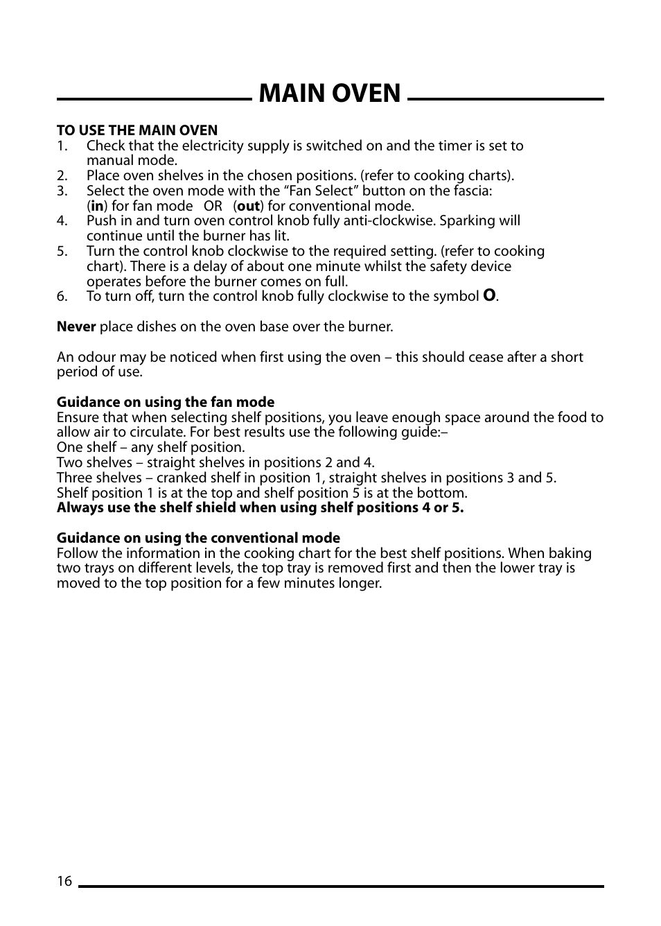Main oven | Cannon ICON 600 User Manual | Page 16 / 36