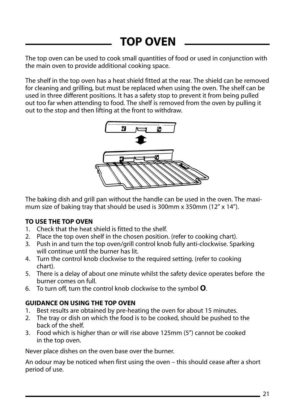 Top oven | Cannon ICON 600 User Manual | Page 21 / 36