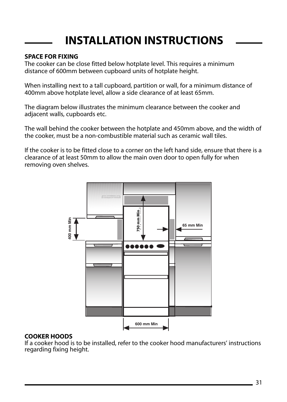 Installation instructions | Cannon ICON 600 User Manual | Page 31 / 36