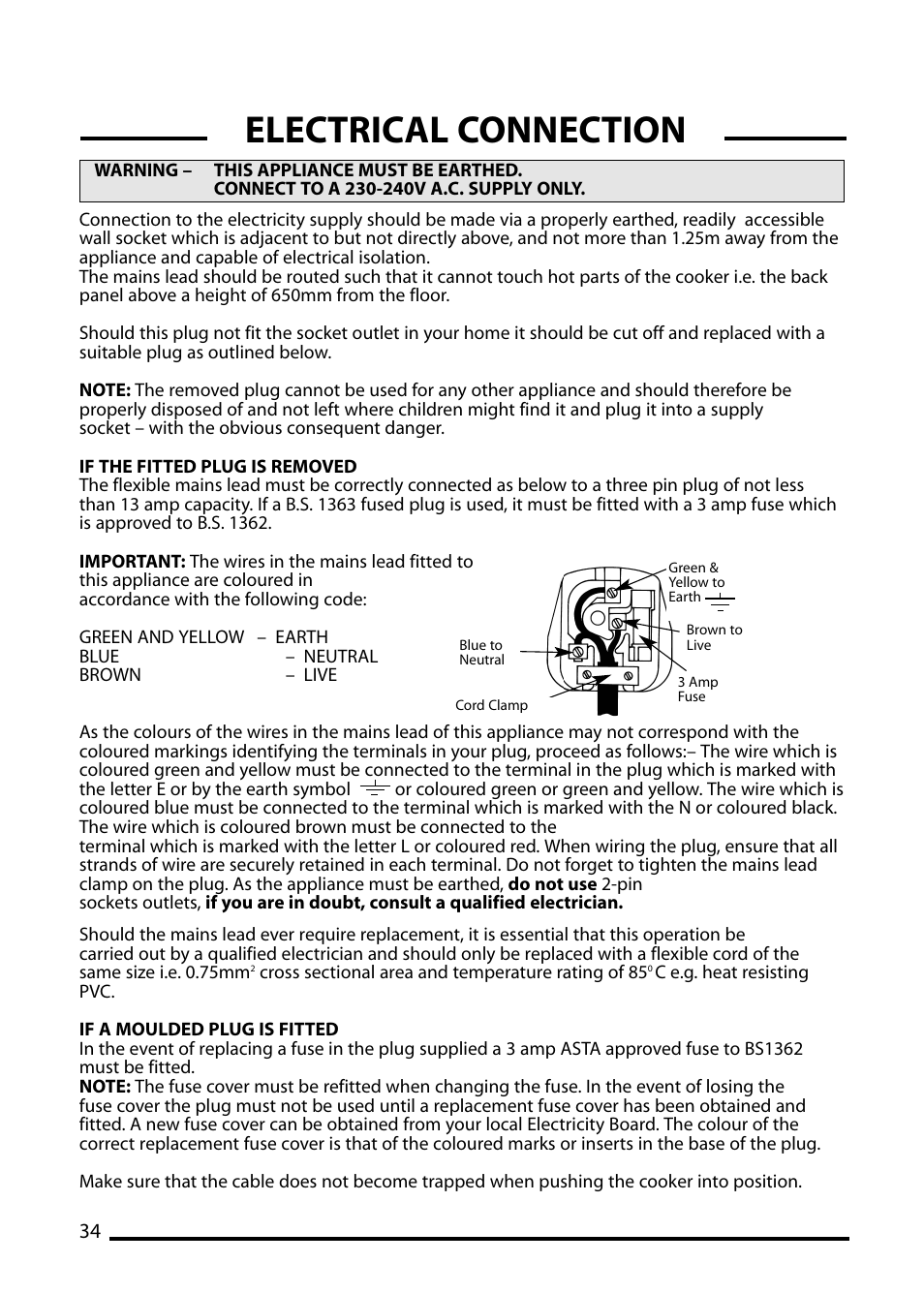 Electrical connection | Cannon ICON 600 User Manual | Page 34 / 36
