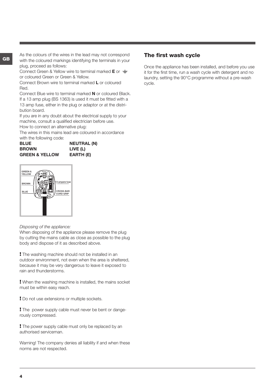 The first wash cycle | Indesit IWC 71450 User Manual | Page 4 / 16