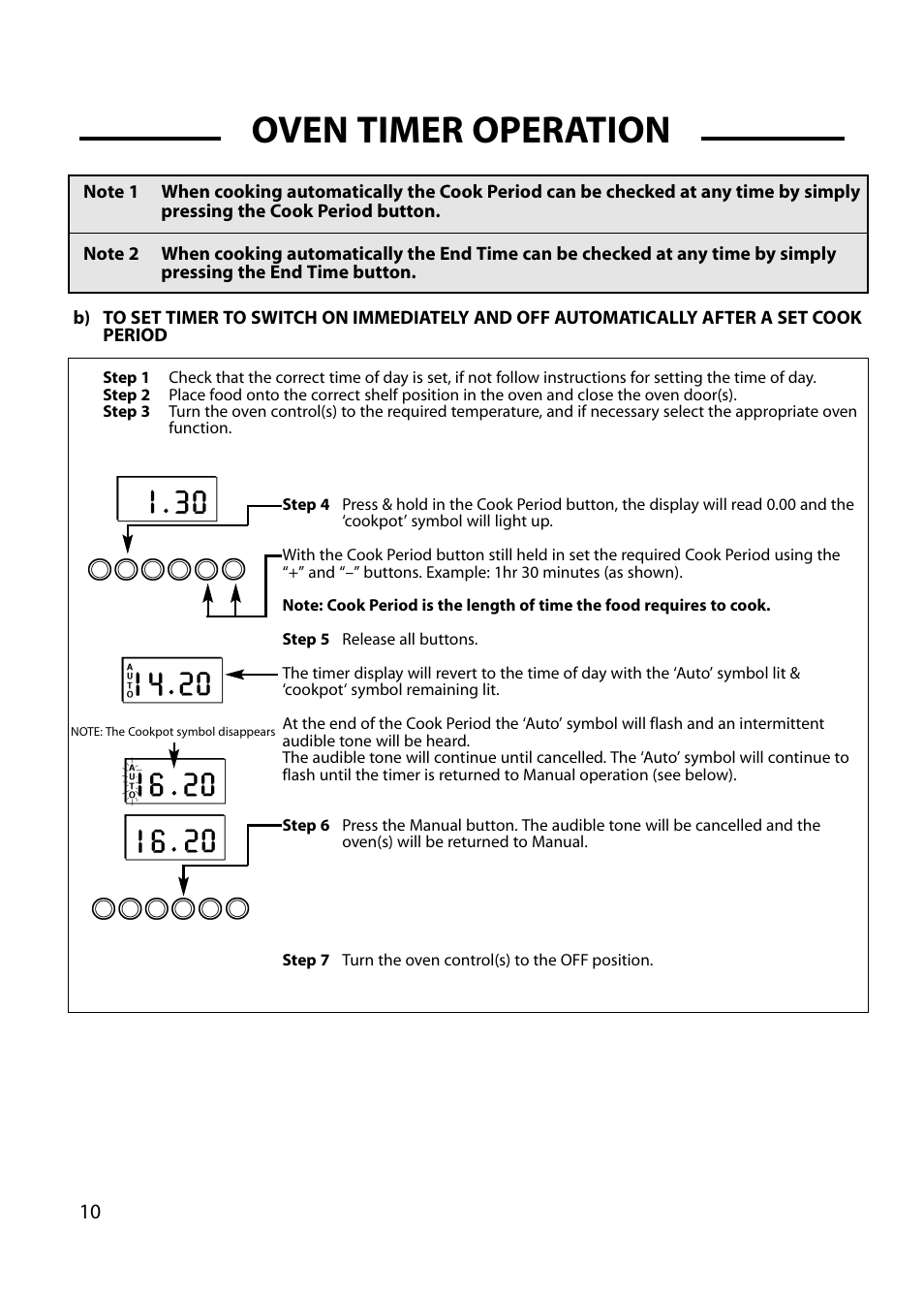 Oven timer operation | Cannon HARROGATE C60DH User Manual | Page 10 / 32