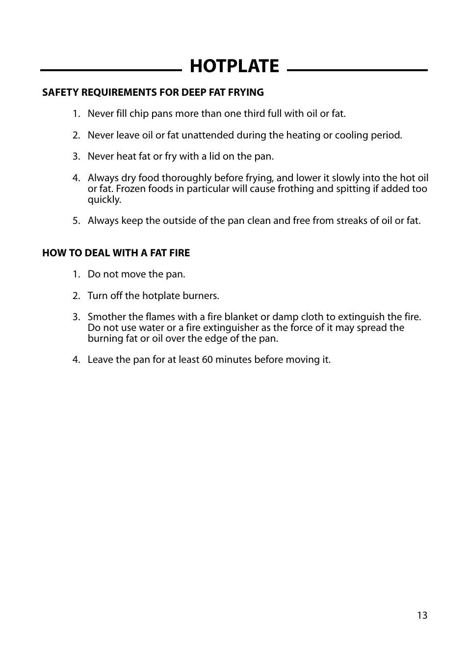 Hotplate | Cannon HARROGATE C60DH User Manual | Page 13 / 32