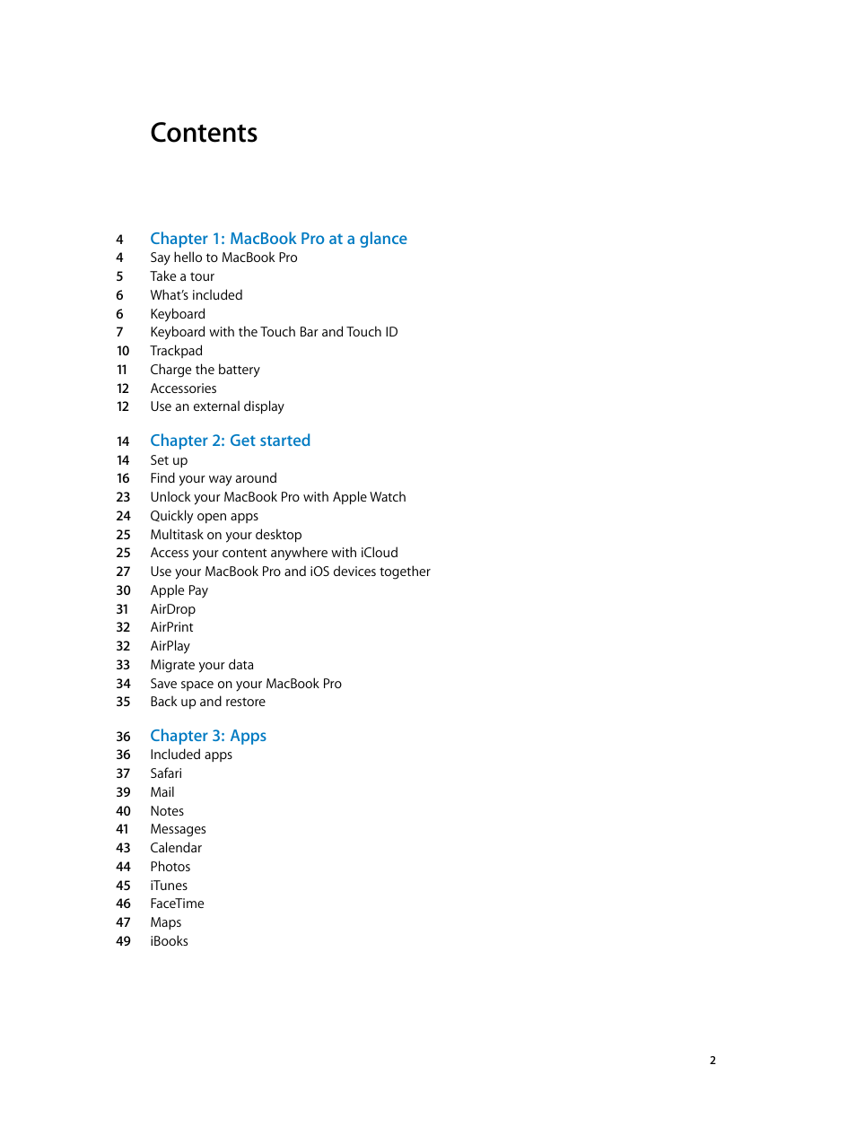 Apple MacBook Pro (15-inch, 2016) User Manual | Page 2 / 72