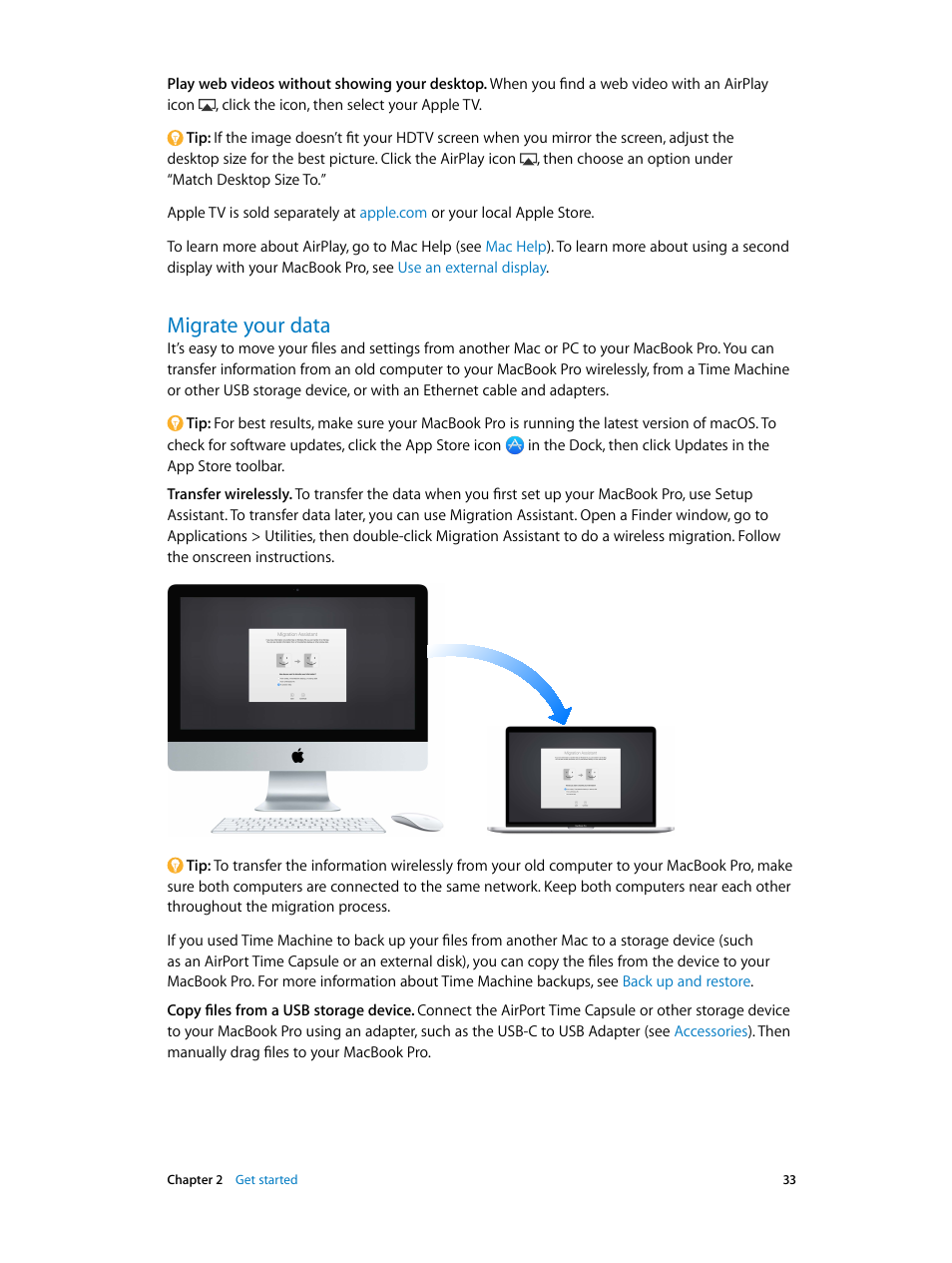 Migrate your data, 33 migrate your data | Apple MacBook Pro (15-inch, 2016) User Manual | Page 33 / 72