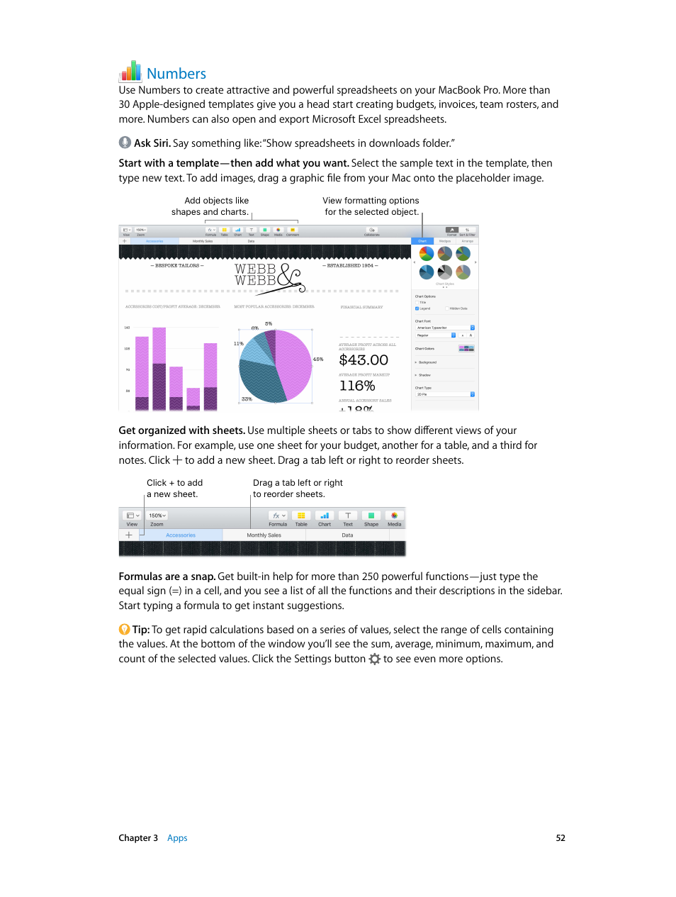 Numbers, 52 numbers | Apple MacBook Pro (15-inch, 2016) User Manual | Page 52 / 72