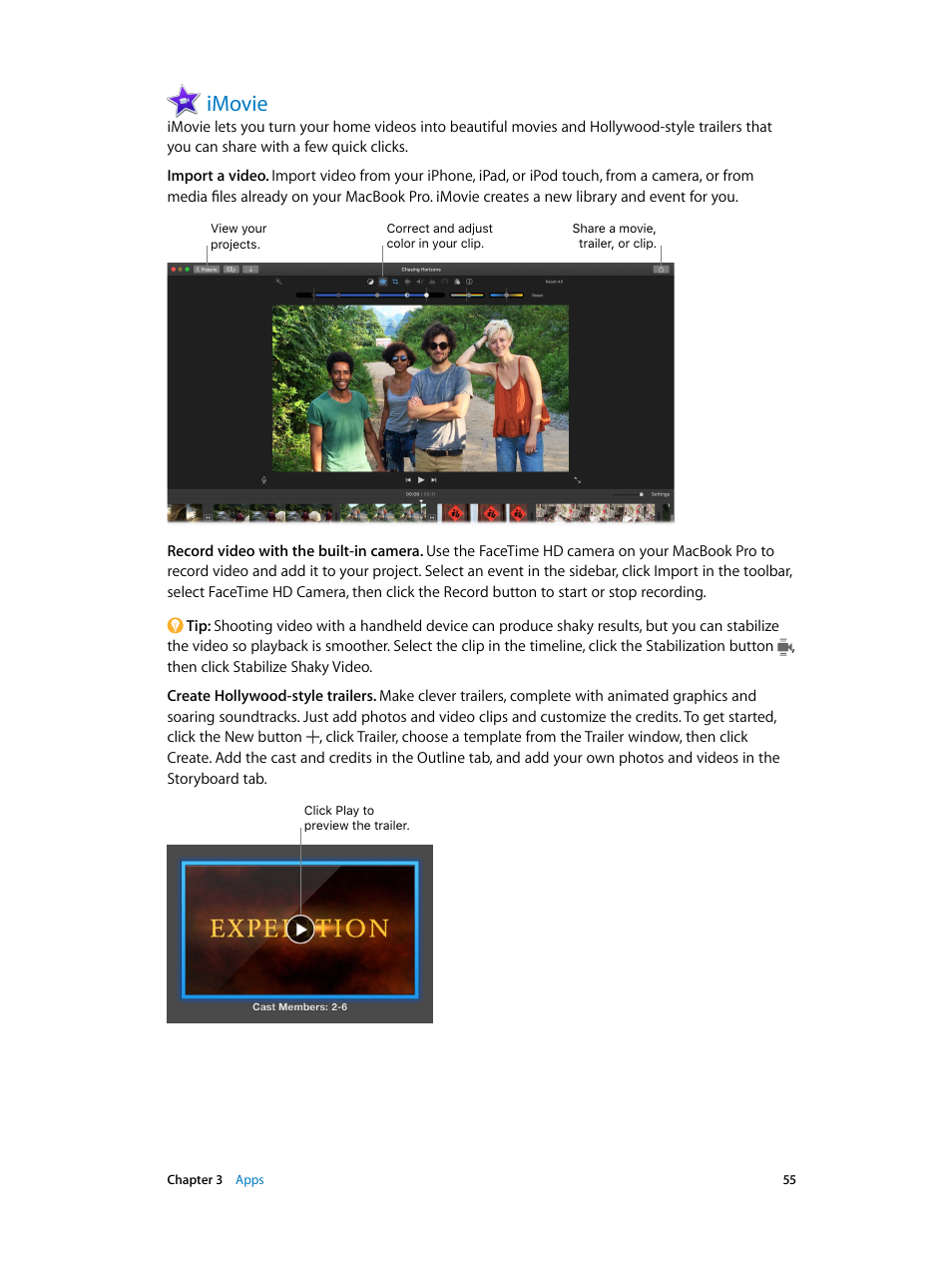 Imovie, 55 imovie | Apple MacBook Pro (15-inch, 2016) User Manual | Page 55 / 72