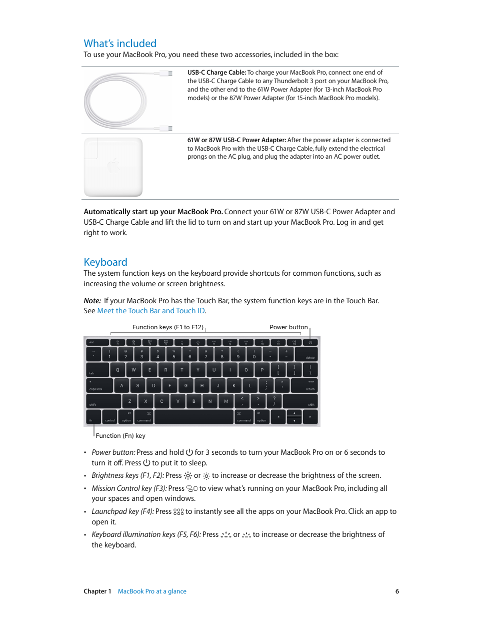 What’s included, Keyboard | Apple MacBook Pro (15-inch, 2016) User Manual | Page 6 / 72