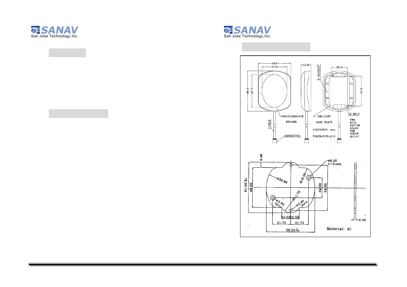 I. preface, Ii. introduction, V. technical drawing | San Jose Technology MA-19 User Manual | Page 2 / 4