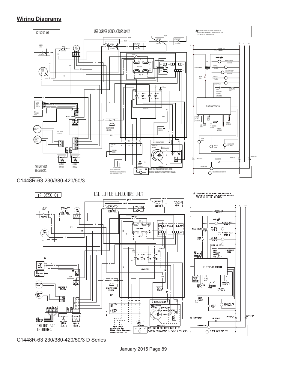 Wiring diagrams, Use copper conductors only, This unit must be grounded | Scotsman Prodigy Series User Manual | Page 89 / 104