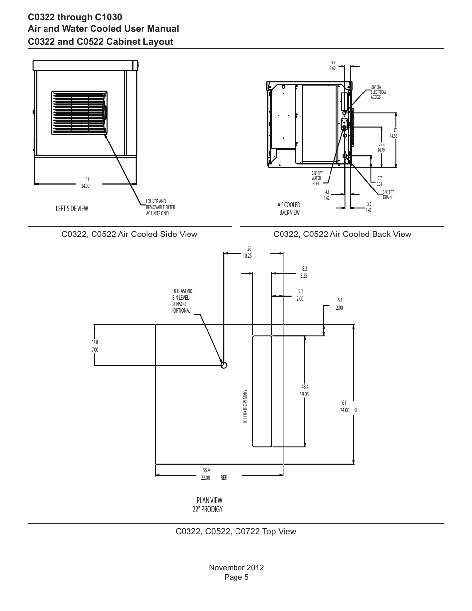 Plan view 22" prodigy | Scotsman C0322 User Manual | Page 6 / 23