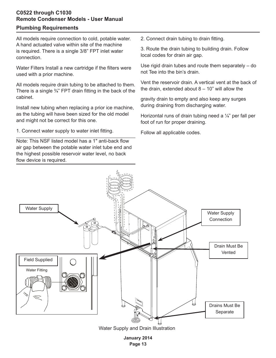 Plumbing requirements | Scotsman C0522R User Manual | Page 14 / 26