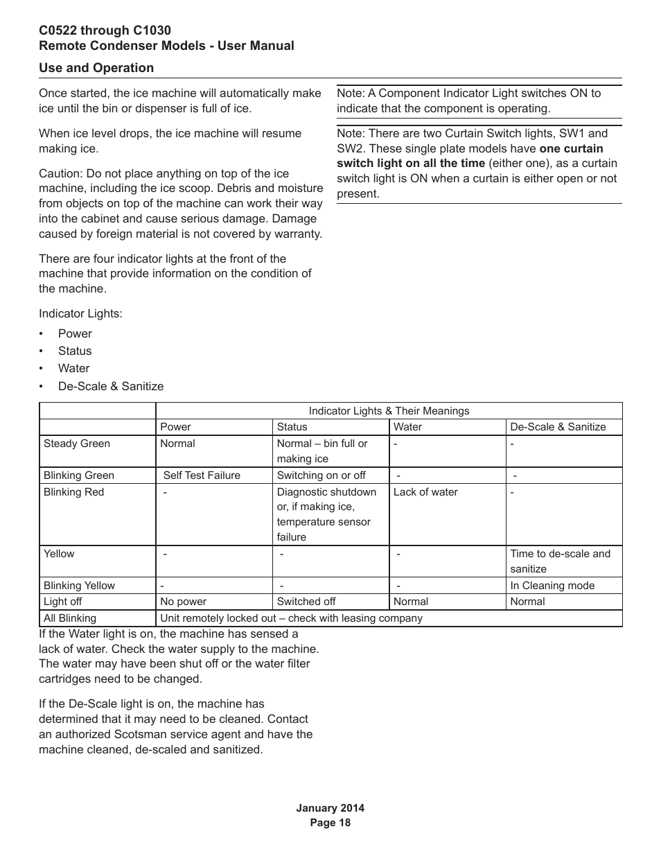 Use and operation | Scotsman C0522R User Manual | Page 19 / 26