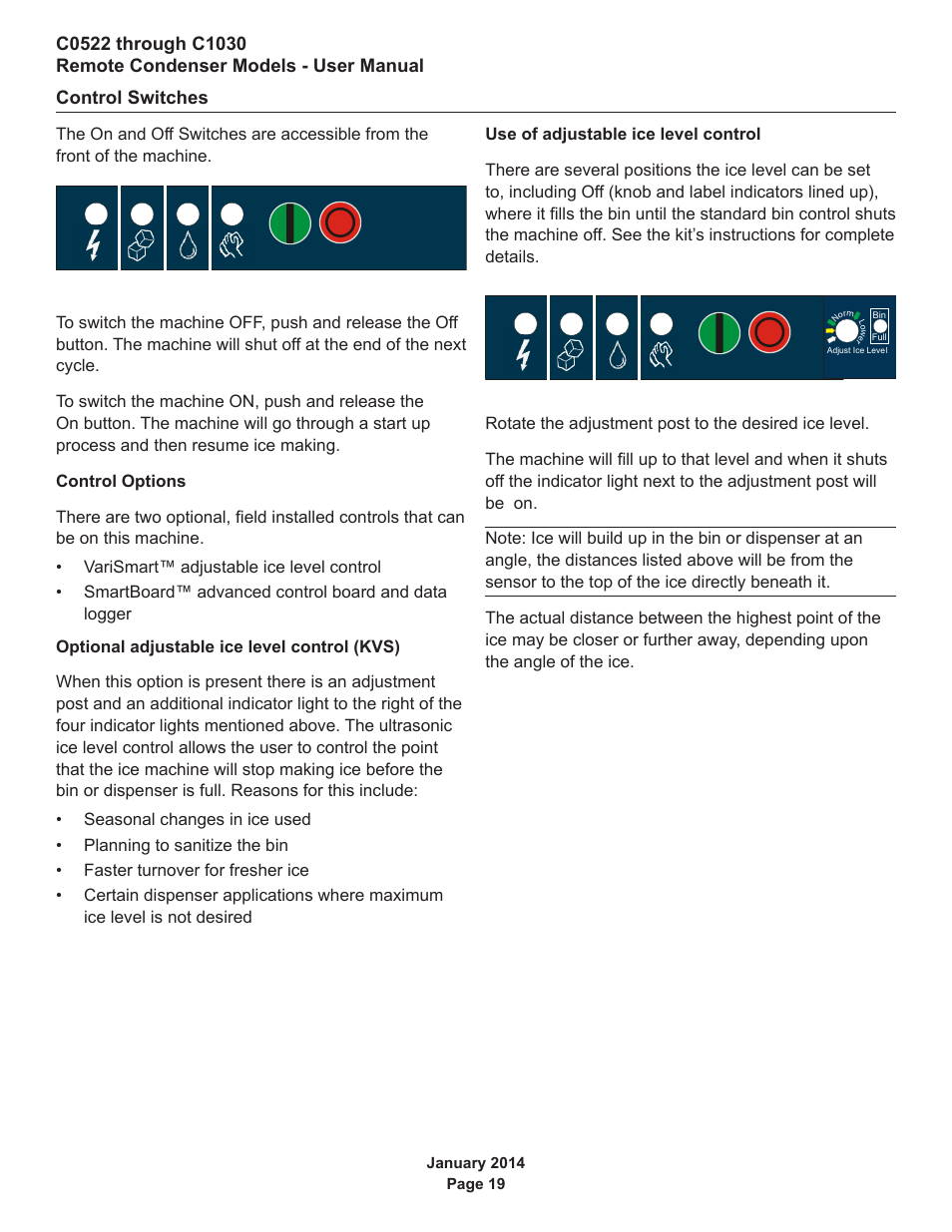 Control switches | Scotsman C0522R User Manual | Page 20 / 26