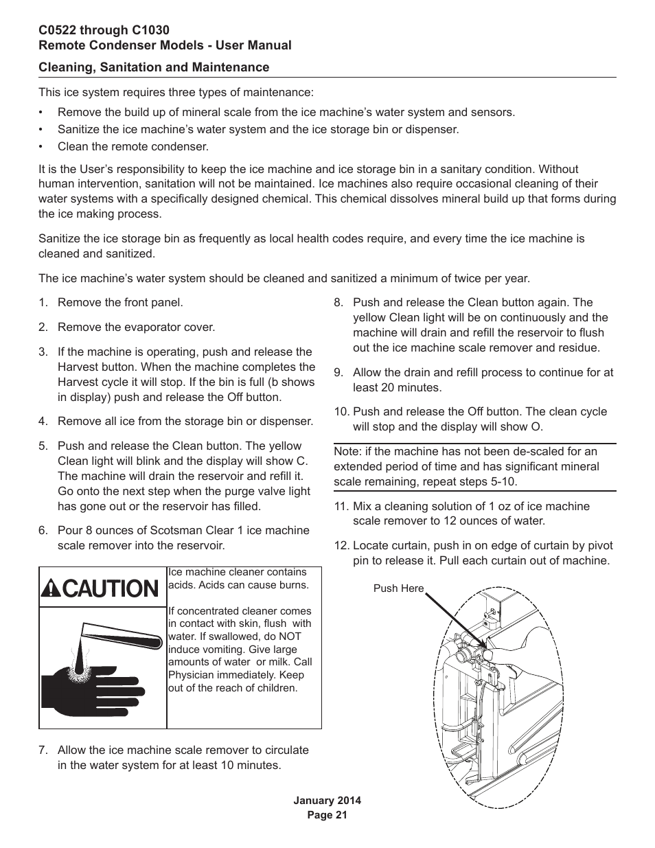 Cleaning, sanitation and maintenance | Scotsman C0522R User Manual | Page 22 / 26