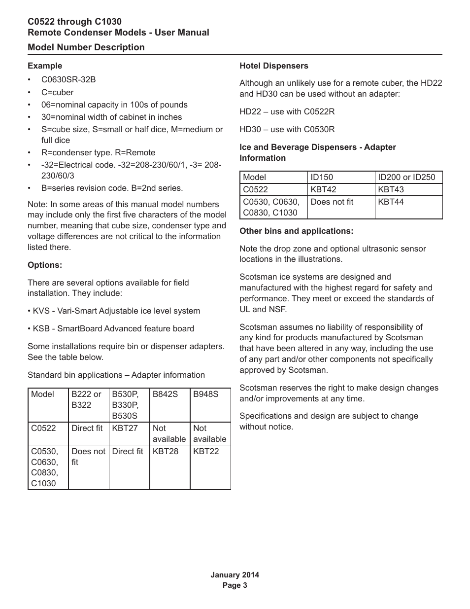 Model number description | Scotsman C0522R User Manual | Page 4 / 26