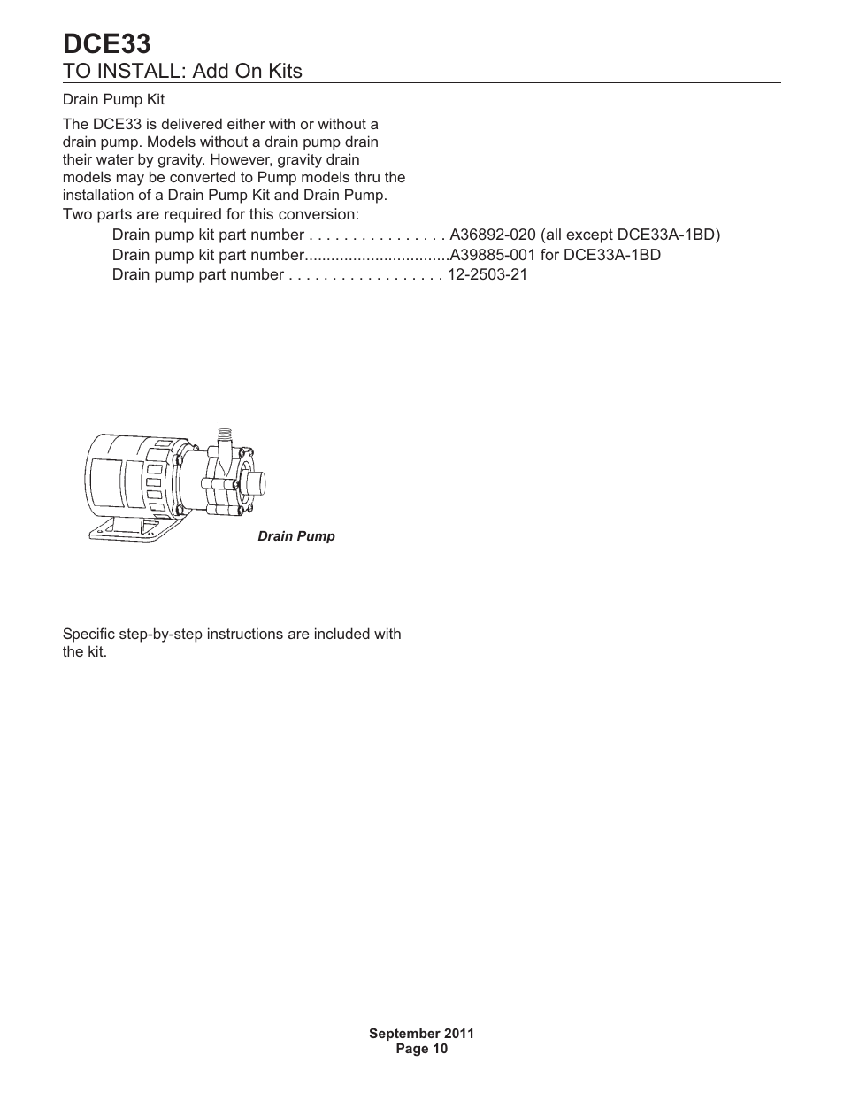 To install: add on kits, Dce33 | Scotsman DCE33 User Manual | Page 10 / 26