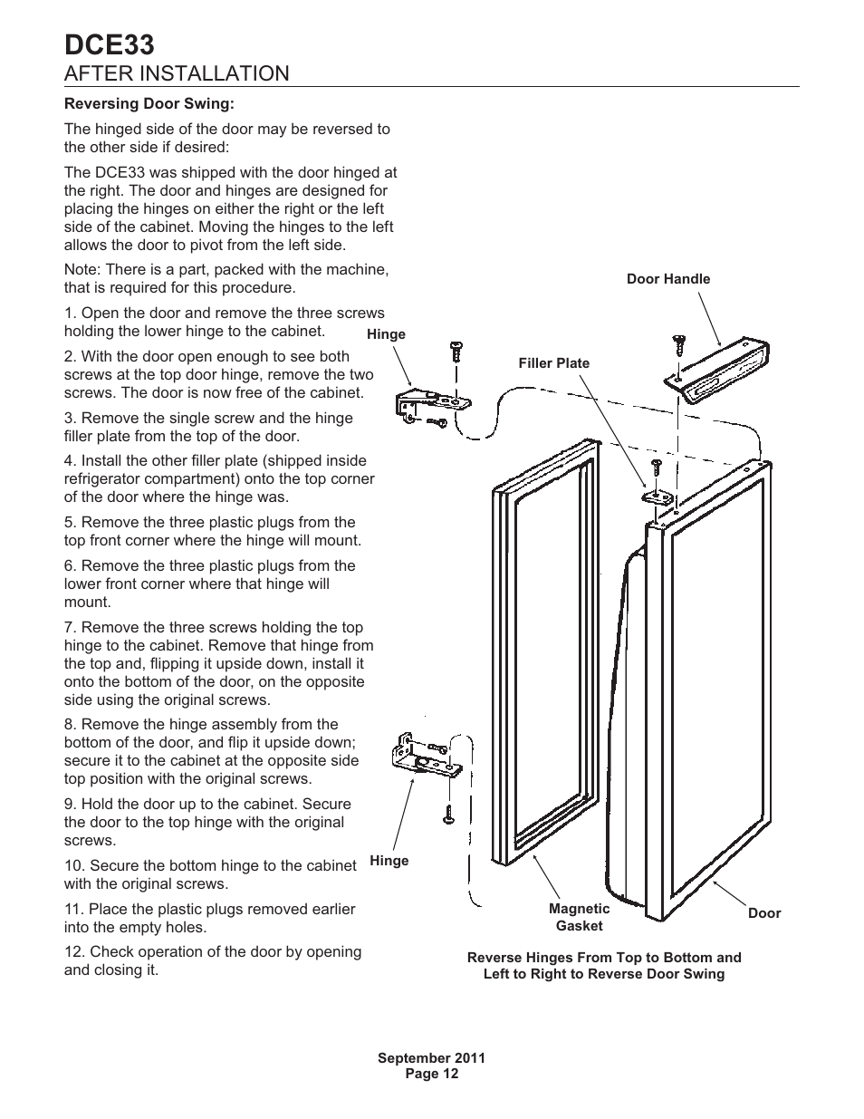 After installation, Dce33 | Scotsman DCE33 User Manual | Page 12 / 26