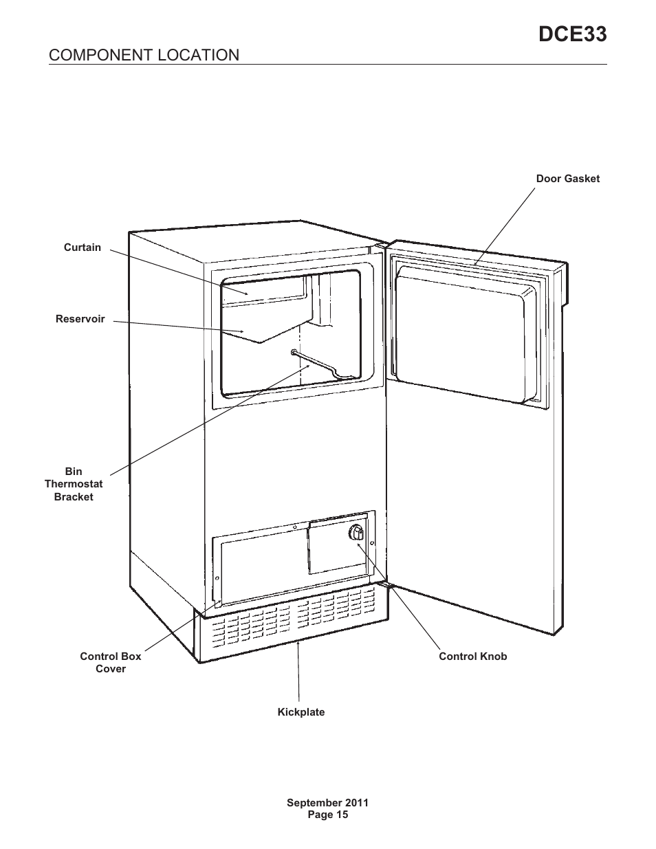 Dce33, Component location | Scotsman DCE33 User Manual | Page 15 / 26