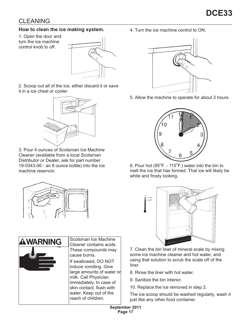 Dce33, Cleaning | Scotsman DCE33 User Manual | Page 17 / 26