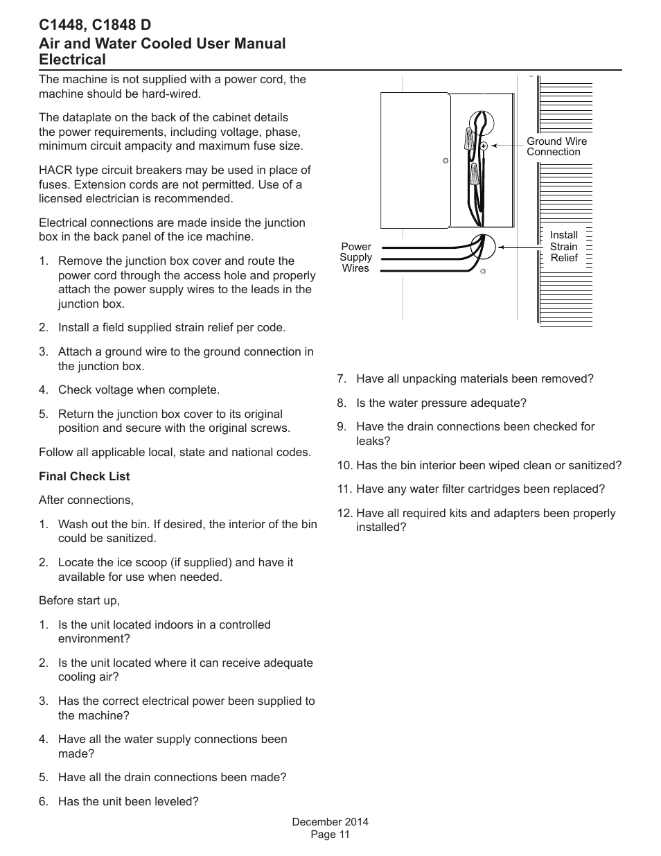 Electrical | Scotsman C1448 User Manual | Page 12 / 22