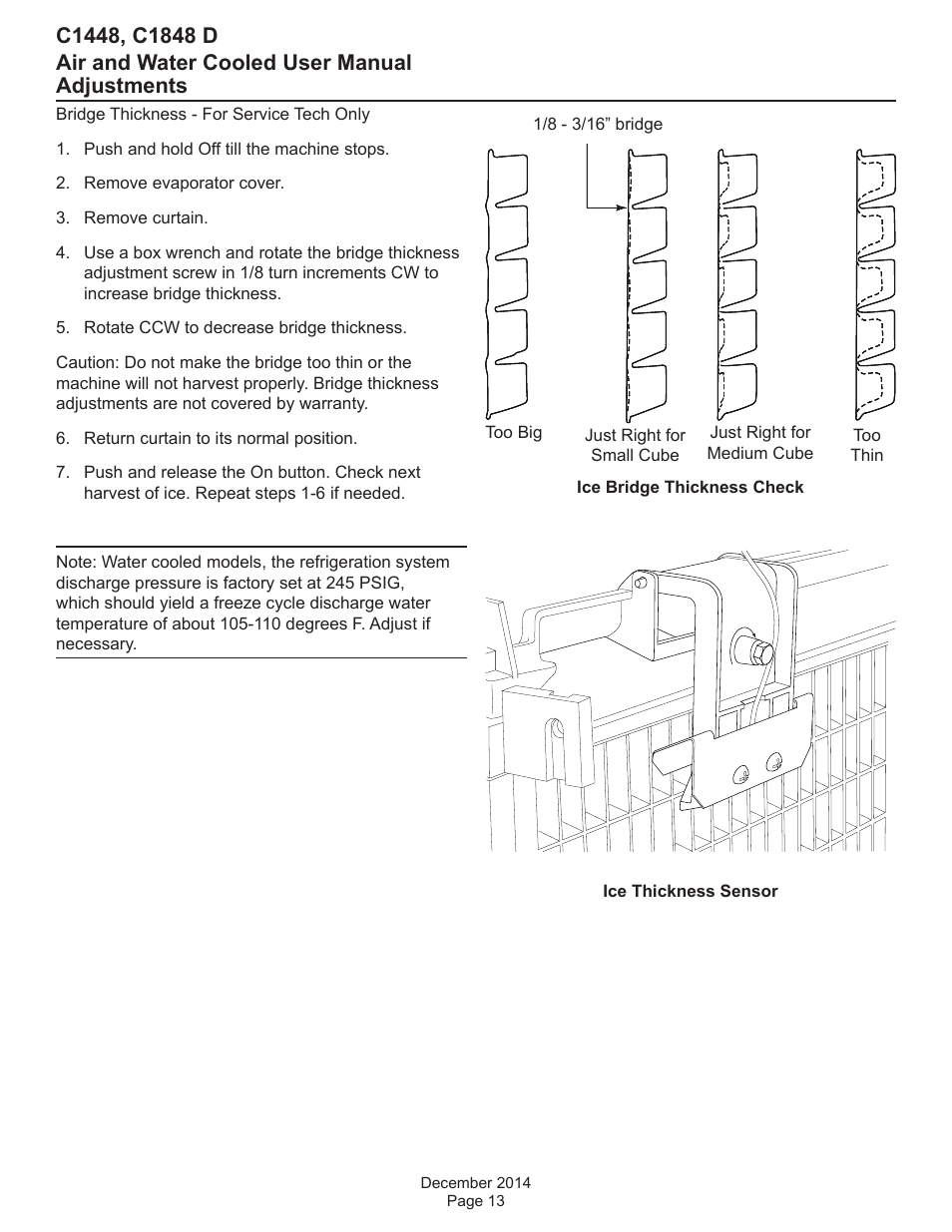 Adjustments | Scotsman C1448 User Manual | Page 14 / 22