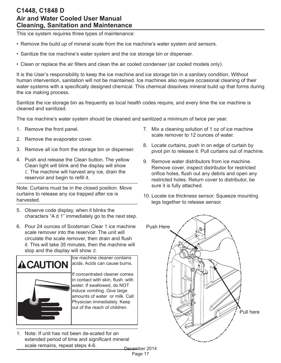 Cleaning, sanitation and maintenance | Scotsman C1448 User Manual | Page 18 / 22