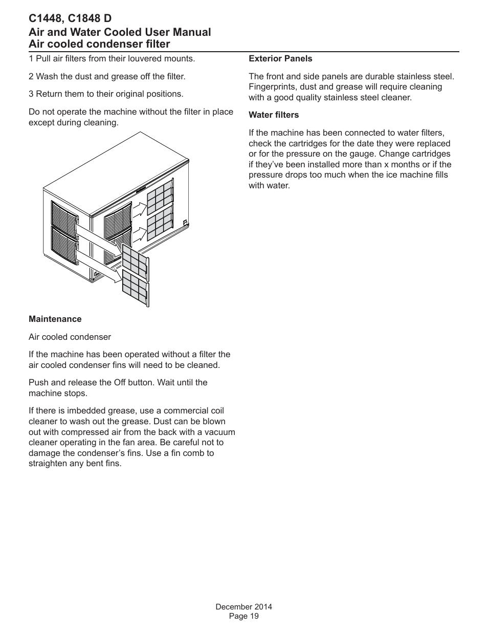 Air cooled condenser filter | Scotsman C1448 User Manual | Page 20 / 22