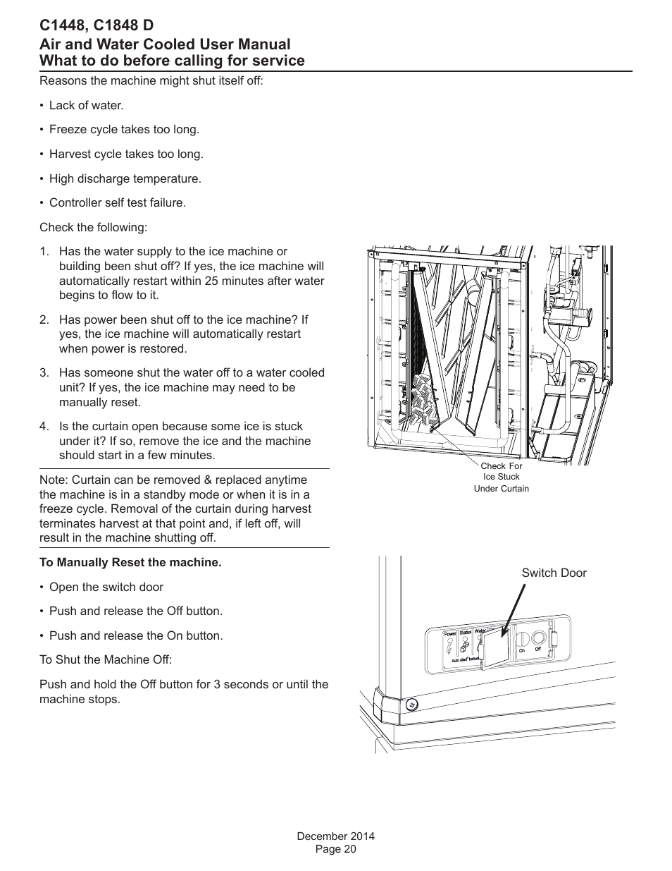 What to do before calling for service | Scotsman C1448 User Manual | Page 21 / 22