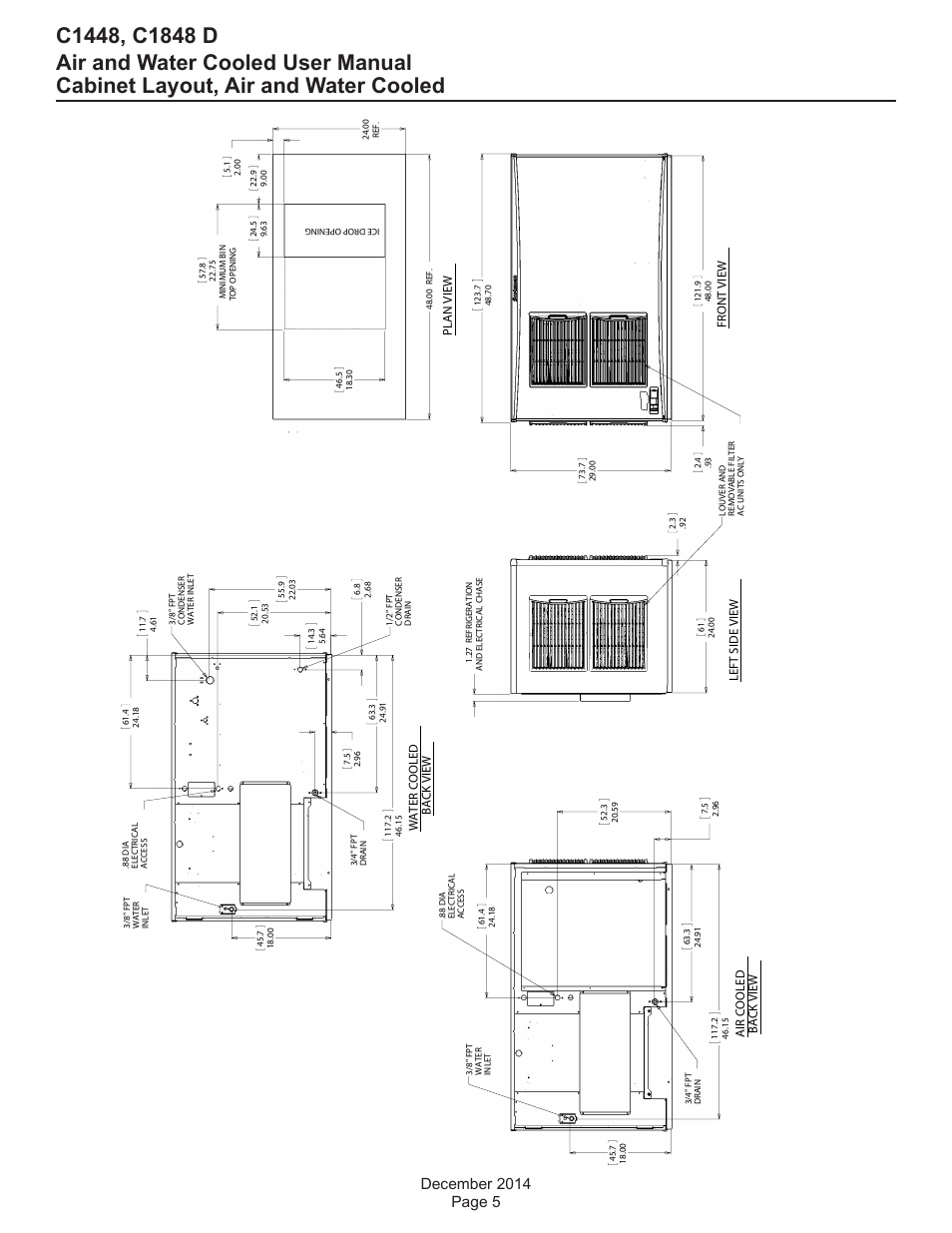 Cabinet layout, air and water cooled | Scotsman C1448 User Manual | Page 6 / 22