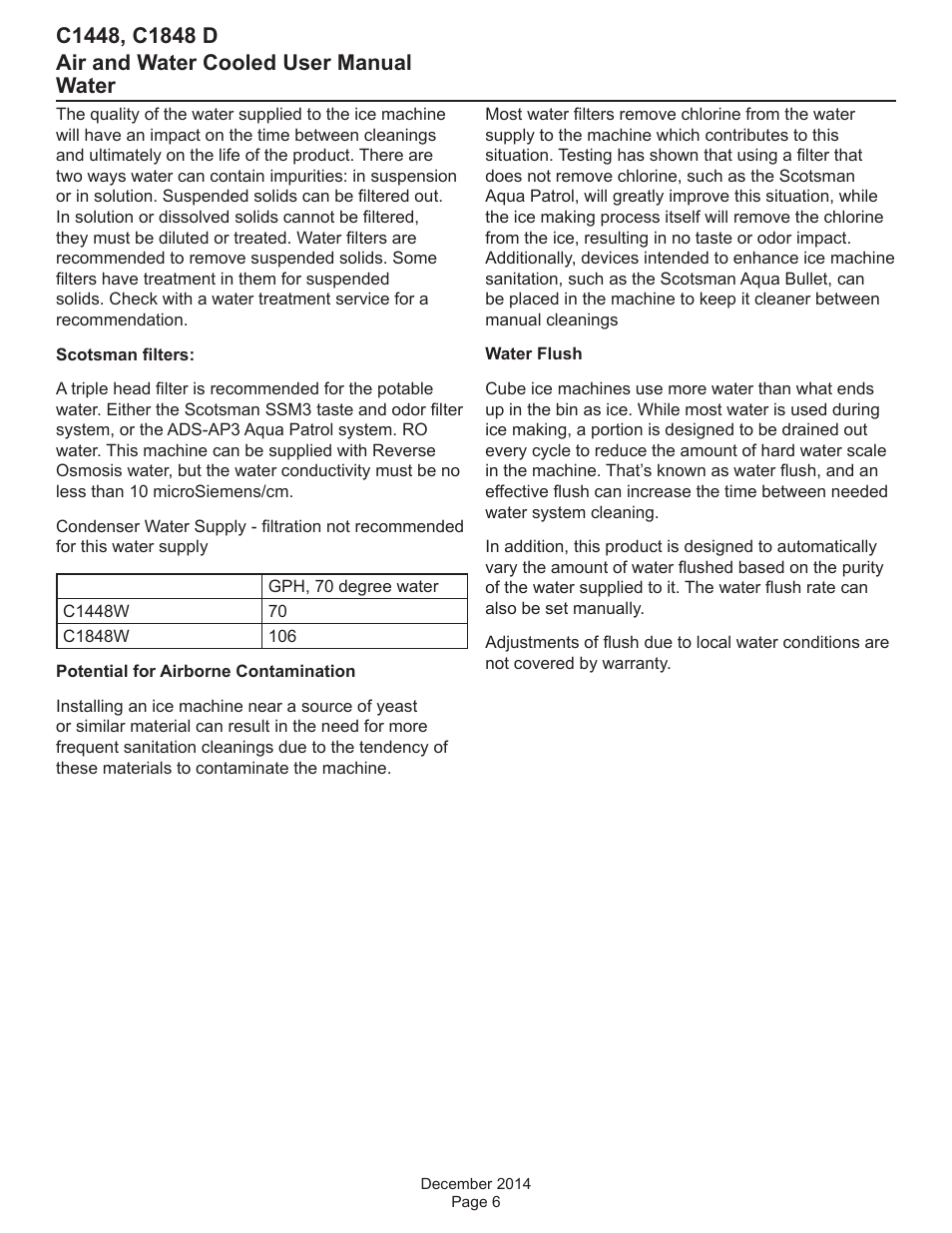 Water | Scotsman C1448 User Manual | Page 7 / 22