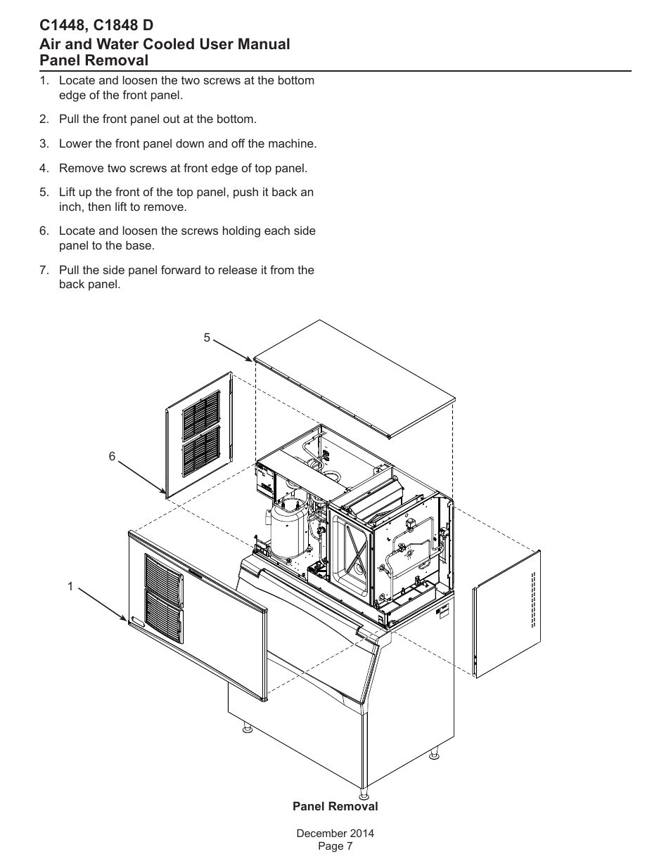 Panel removal | Scotsman C1448 User Manual | Page 8 / 22