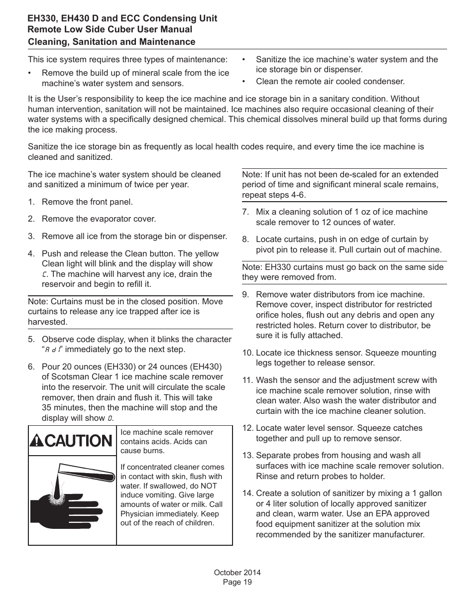 Scotsman EH330 D with ECC Condensing Unit User Manual | Page 20 / 31