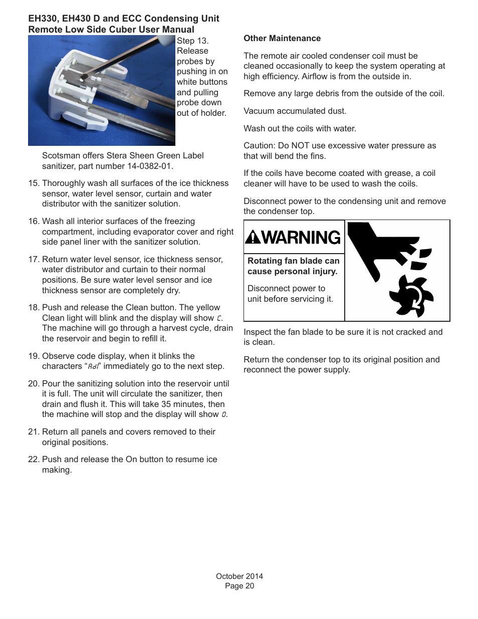 Scotsman EH330 D with ECC Condensing Unit User Manual | Page 21 / 31