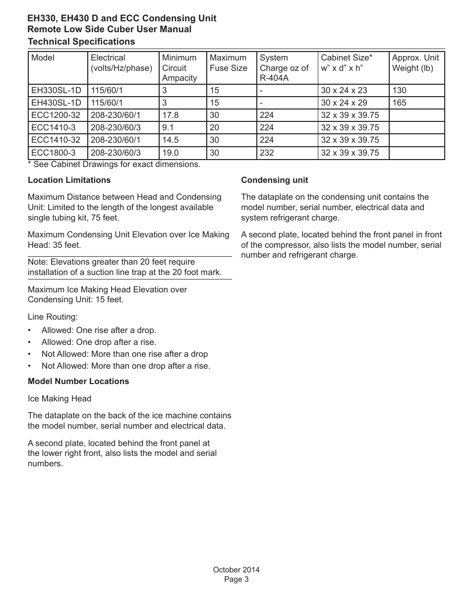 Scotsman EH330 D with ECC Condensing Unit User Manual | Page 4 / 31
