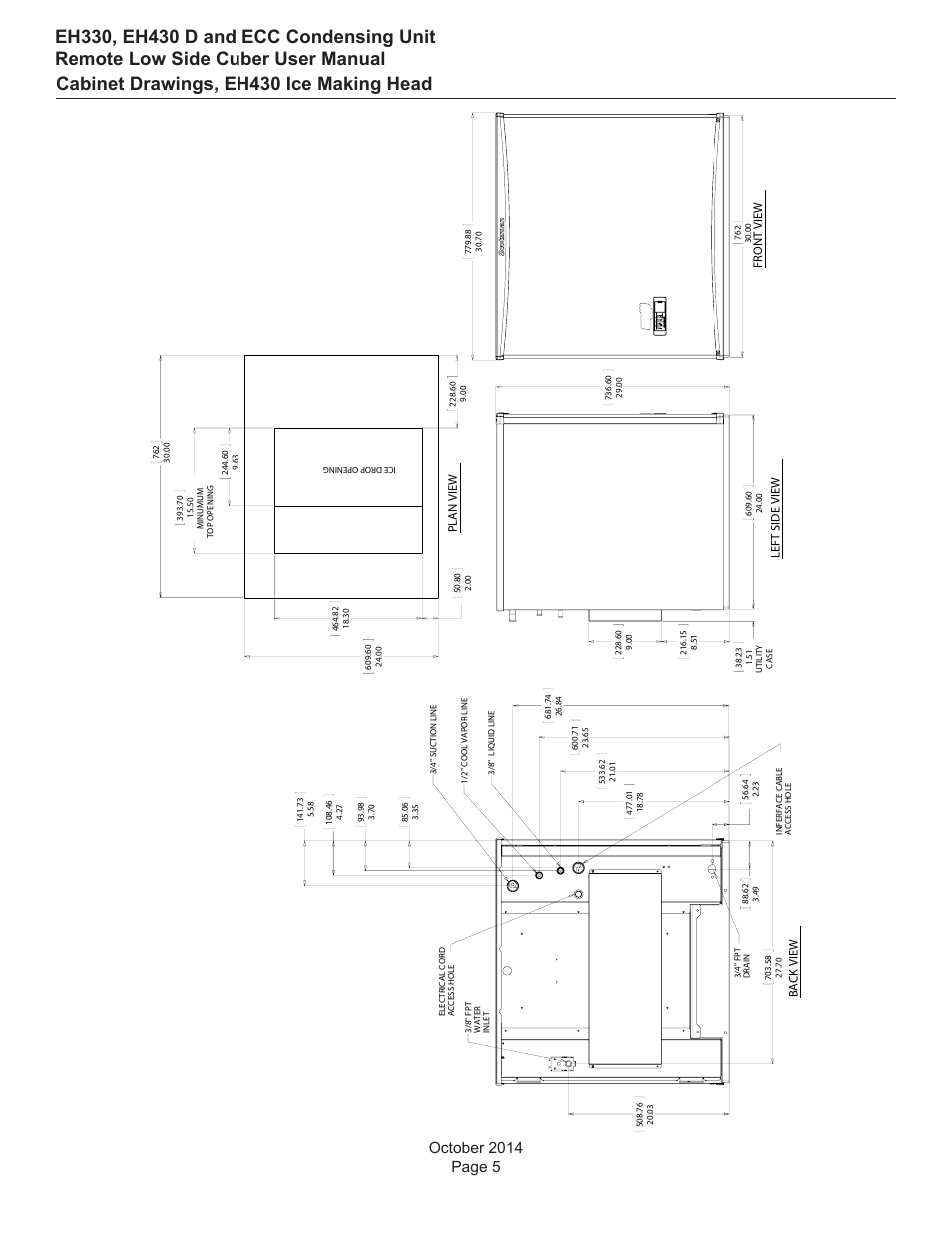 Cabinet drawings, eh430 ice making head | Scotsman EH330 D with ECC Condensing Unit User Manual | Page 6 / 31
