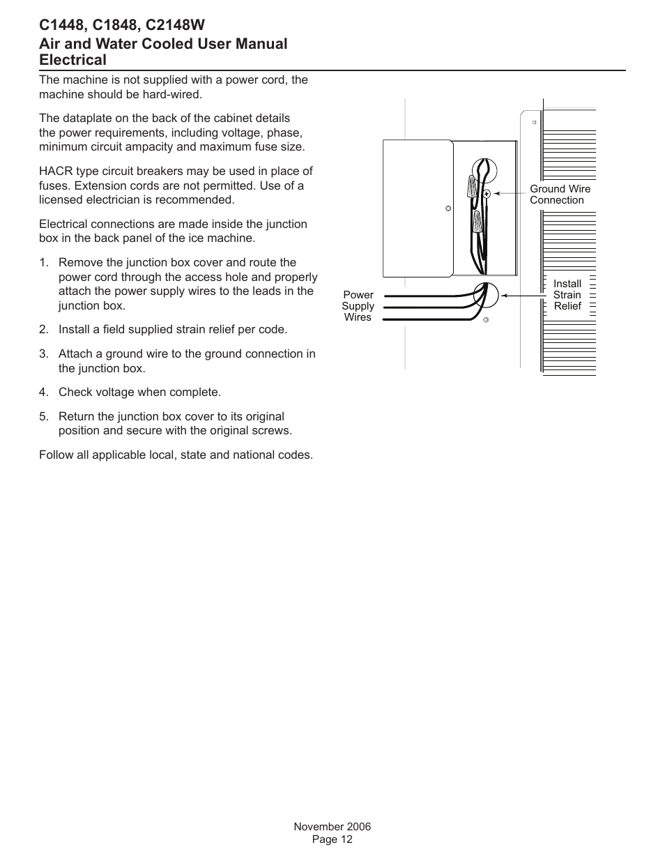 Electrical | Scotsman C1448 User Manual | Page 13 / 25