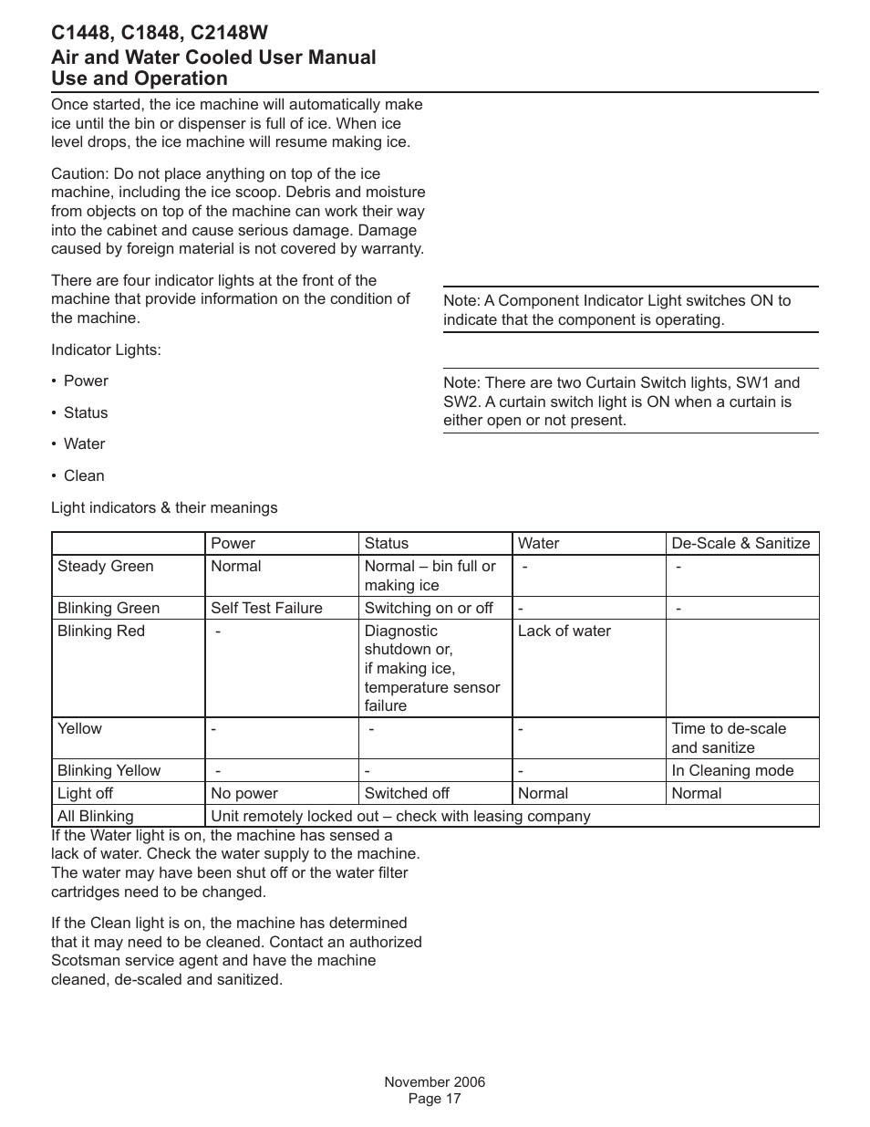 Use and operation | Scotsman C1448 User Manual | Page 18 / 25