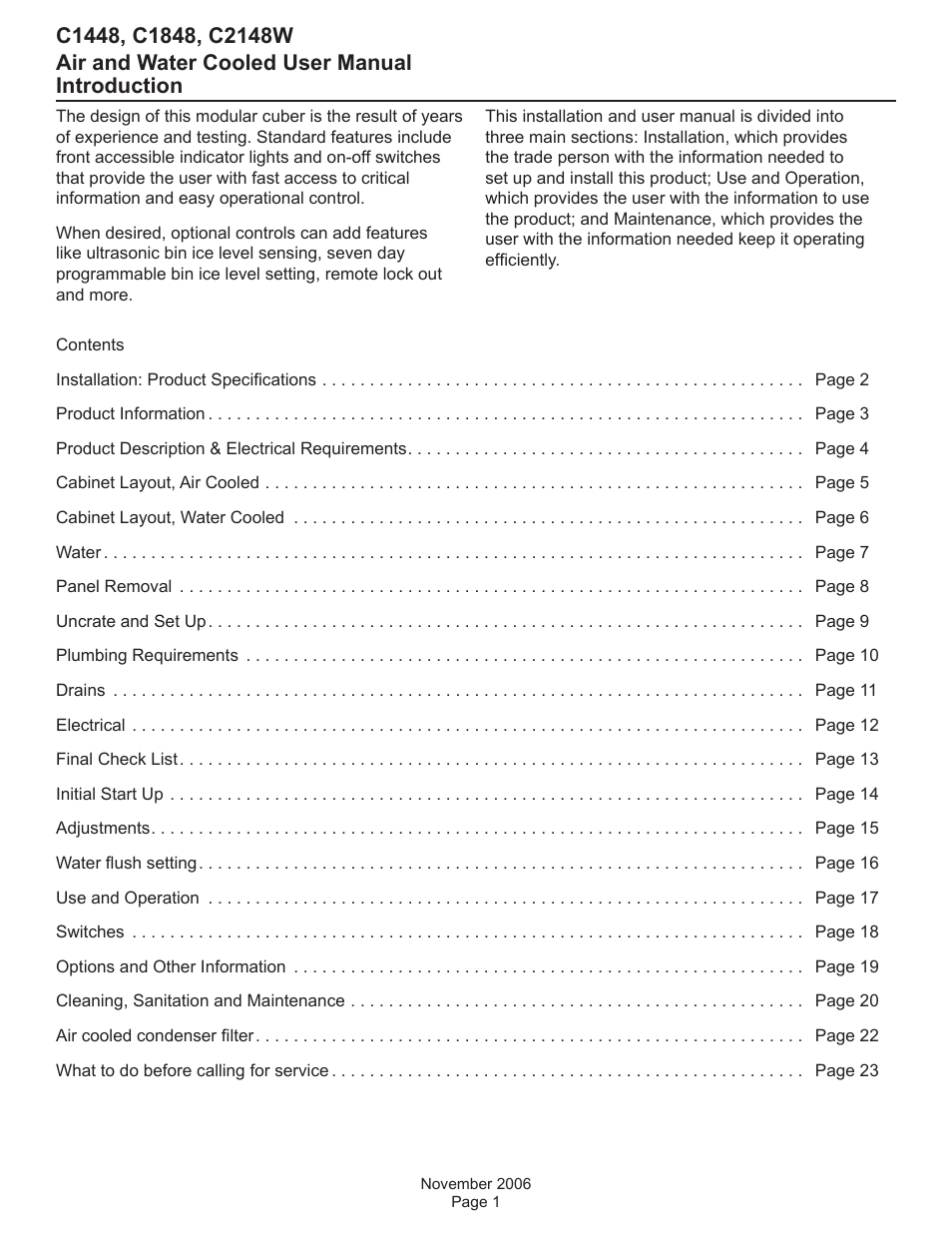 Introduction | Scotsman C1448 User Manual | Page 2 / 25