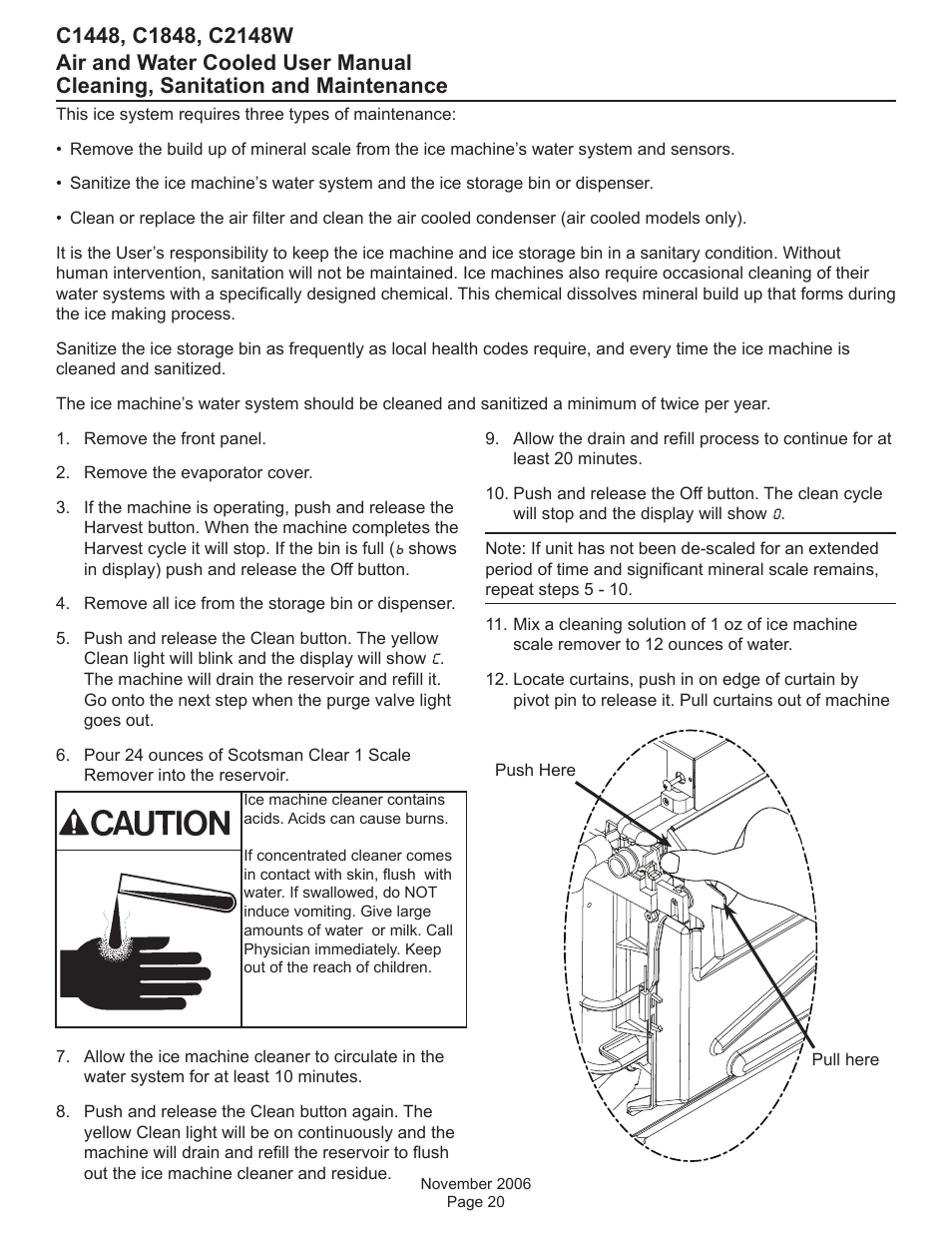 Cleaning, sanitation and maintenance | Scotsman C1448 User Manual | Page 21 / 25
