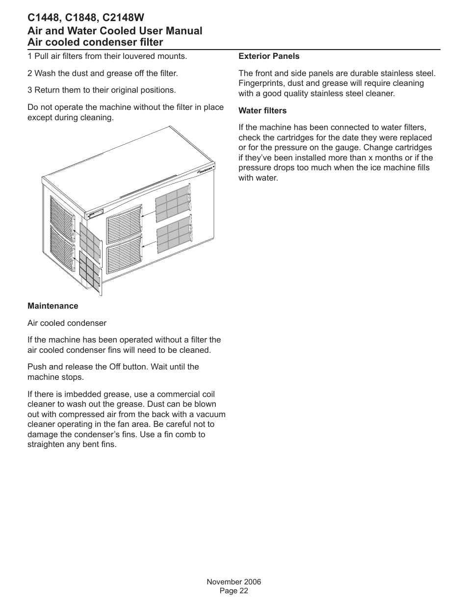 Air cooled condenser filter | Scotsman C1448 User Manual | Page 23 / 25