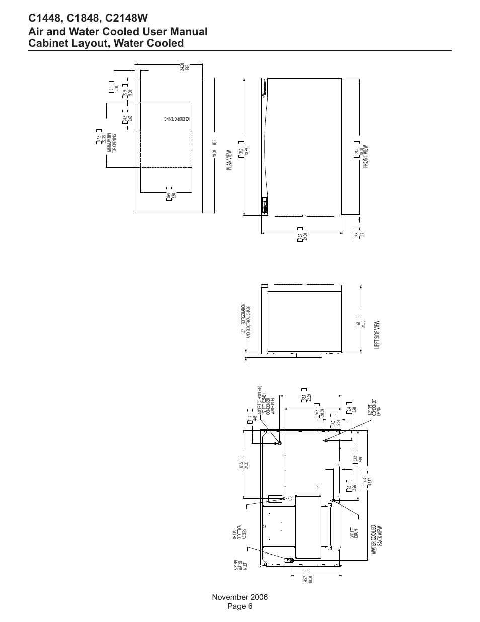 Cabinet layout, water cooled | Scotsman C1448 User Manual | Page 7 / 25