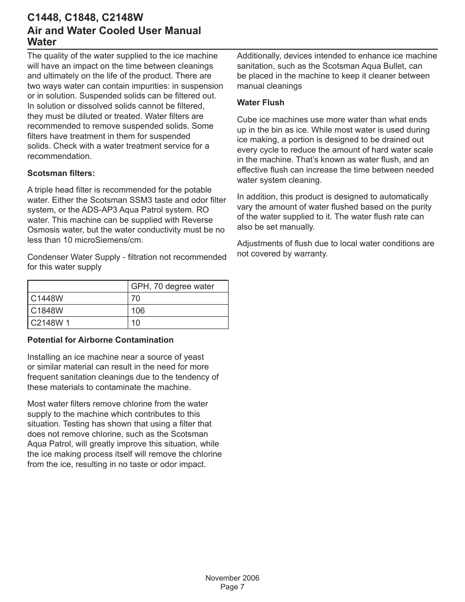 Water | Scotsman C1448 User Manual | Page 8 / 25